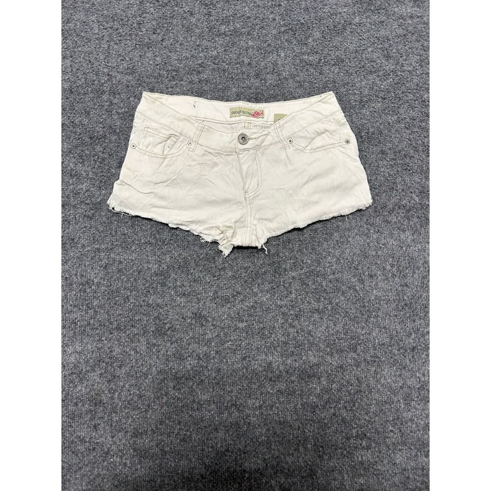 Paris Blues Shorts Womens Size 5 Off White Denim Low Rise Raw Hem Frayed Casual